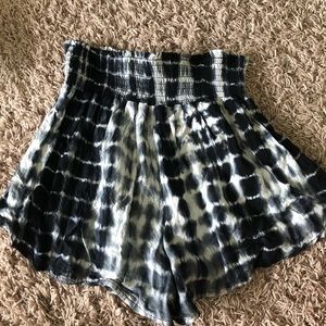 black and white ditsy tye dye shorts